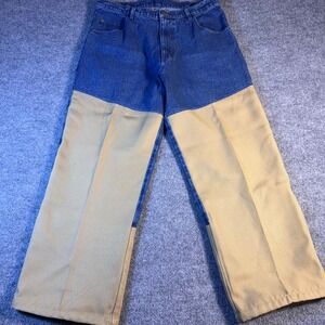 Vintage Scheels Outfitters Mens Upland Hunting Jeans Brush Pants Blue Tan 36x30